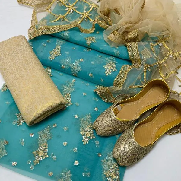 3 Pcs Women's Unstitched Embroidered Suit