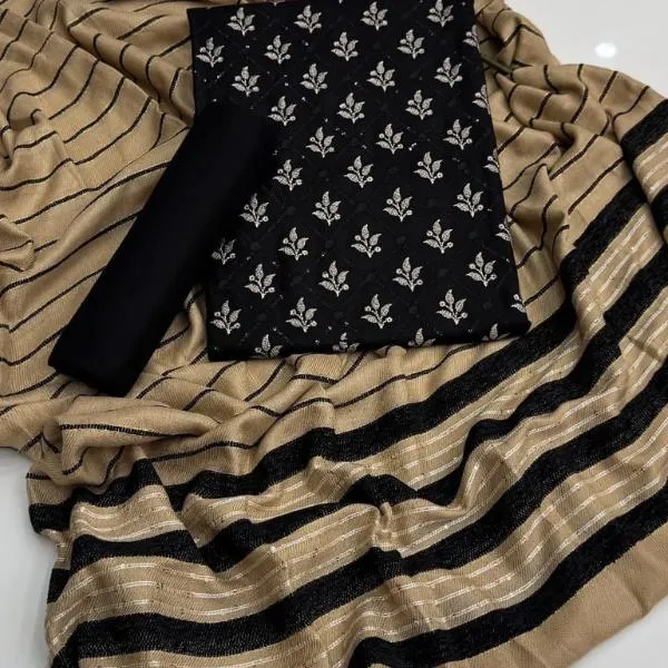 3 Pcs Women's Unstitched Embroidered Suit