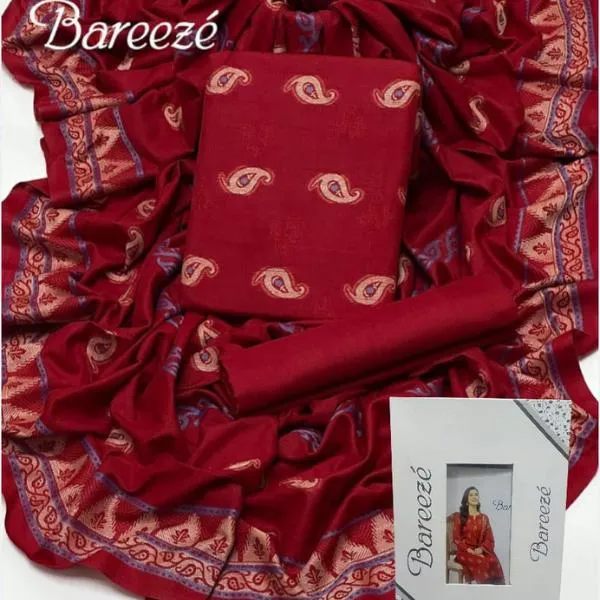 3 Pcs Women's Unstitched Embroidered Suit