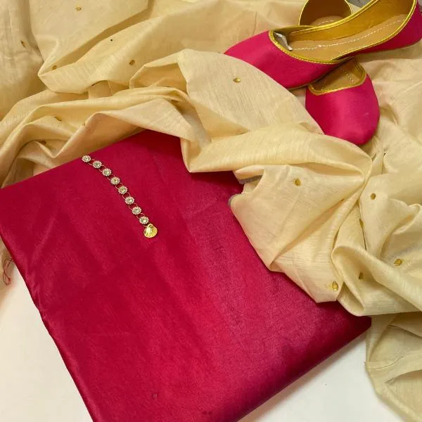 3 Pcs Women's Unstitched Plain Suit