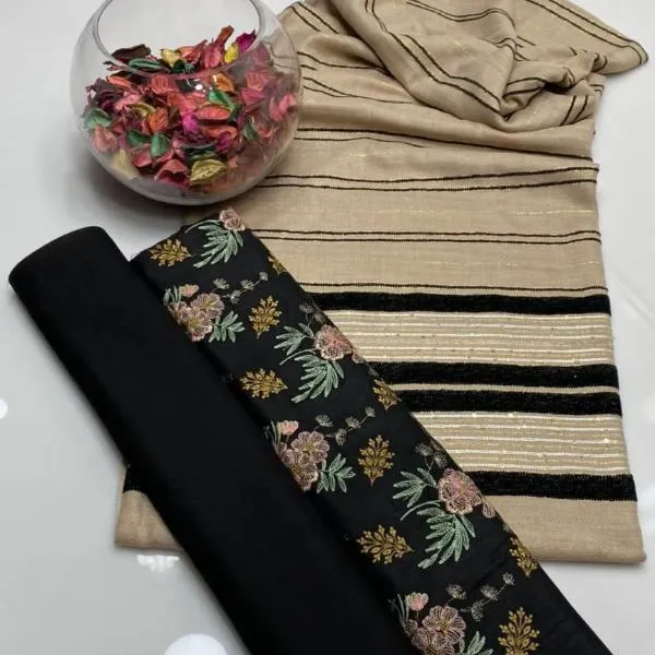 3 Pcs Women's Unstitched Embroidered Suit