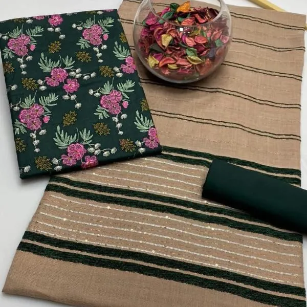 3 Pcs Women's Unstitched Embroidered Suit