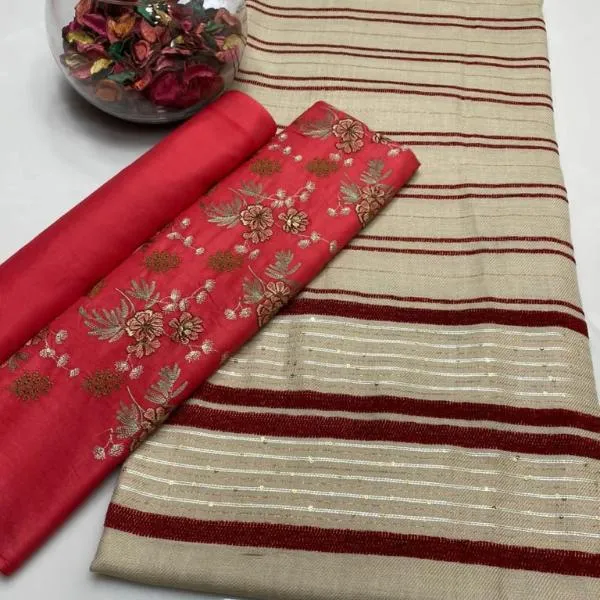 3 Pcs Women's Unstitched Embroidered Suit