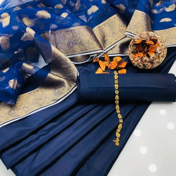 3 Pcs Women's Unstitched Plain Suit