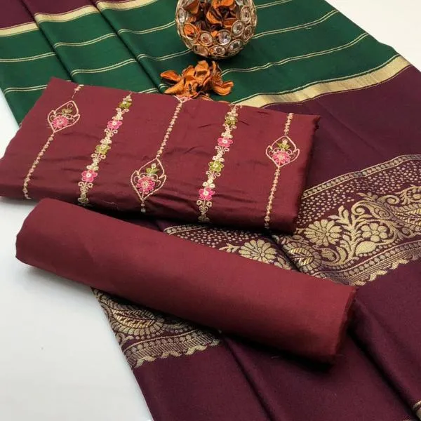 3 Pcs Women's Unstitched Embroidered Suit