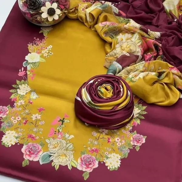 3 Pcs Women's Unstitched Digital Print Suit