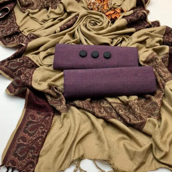 3 Pcs Women's Unstitched Plain Suit