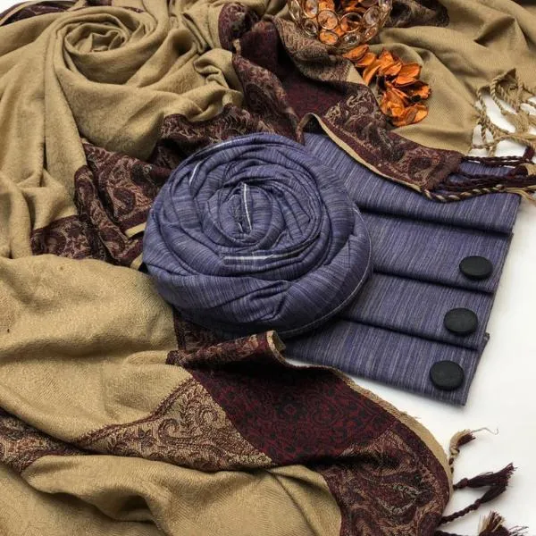 3 Pcs Women's Unstitched Plain Suit