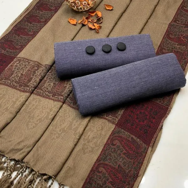 3 Pcs Women's Unstitched Plain Suit