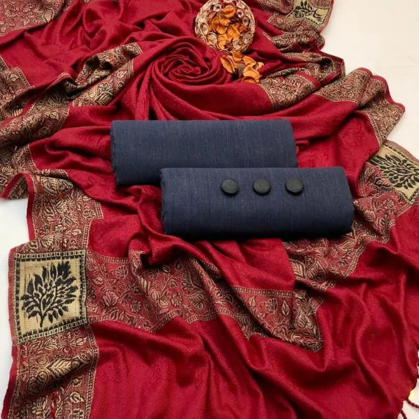 3 Pcs Women's Unstitched Plain Suit