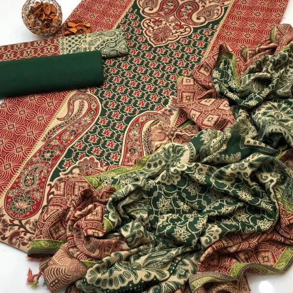 3 Pcs Women's Unstitched Embroidered Suit