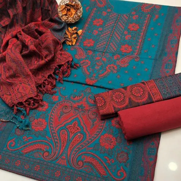 3 Pcs Women's Unstitched Embroidered Suit