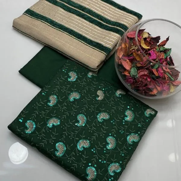 3 Pcs Women's Unstitched Embroidered Suit