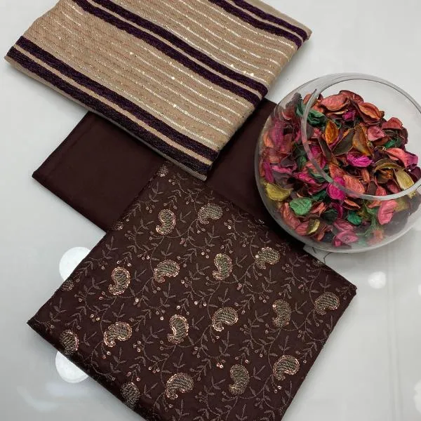 3 Pcs Women's Unstitched Embroidered Suit