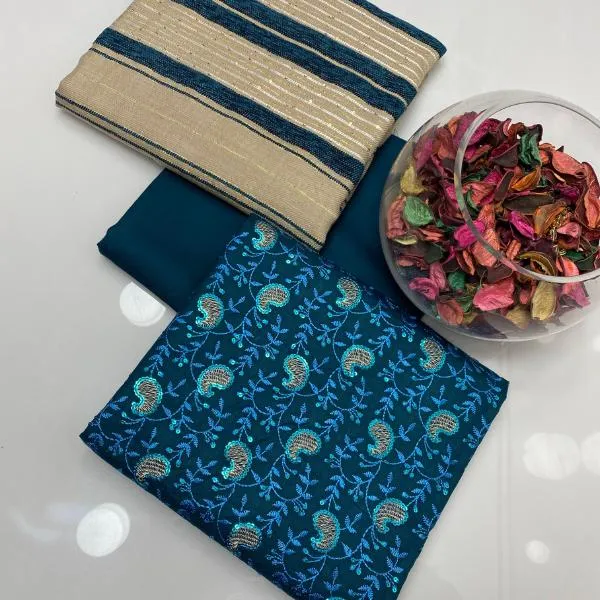 3 Pcs Women's Unstitched Embroidered Suit