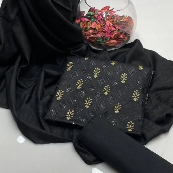 3 Pcs Women's Unstitched Embroidered Suit