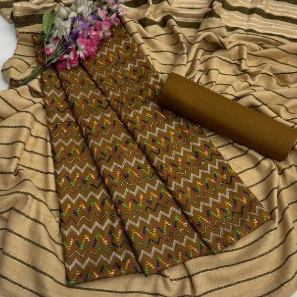 3 Pcs Women's Unstitched Embroidered Suit