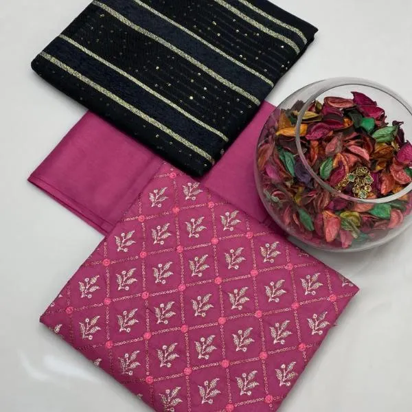 3 Pcs Women's Unstitched Embroidered Suit