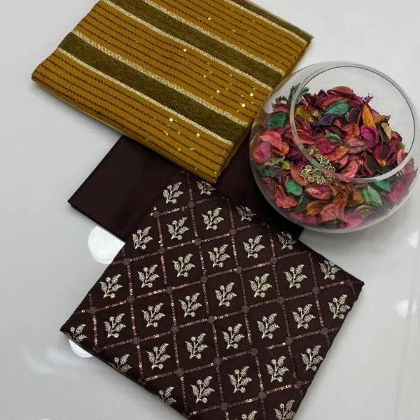 3 Pcs Women's Unstitched Embroidered Suit