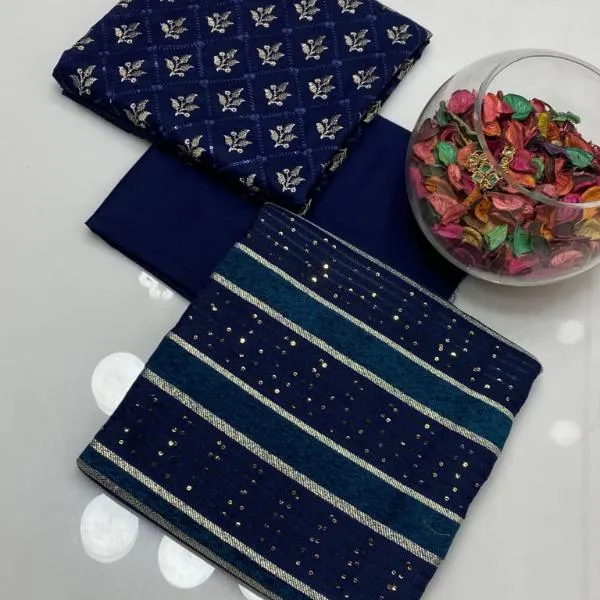 3 Pcs Women's Unstitched Embroidered Suit