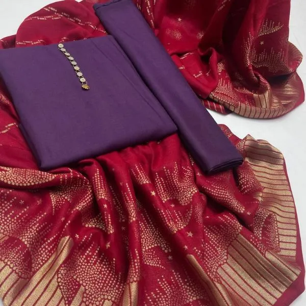 3 Pcs Women's Unstitched Embroidered Suit