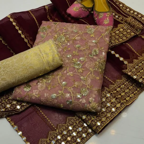 3 Pcs Women's Unstitched Embroidered Suit