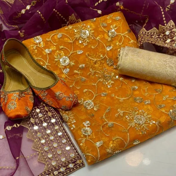 3 Pcs Women's Unstitched Embroidered Suit