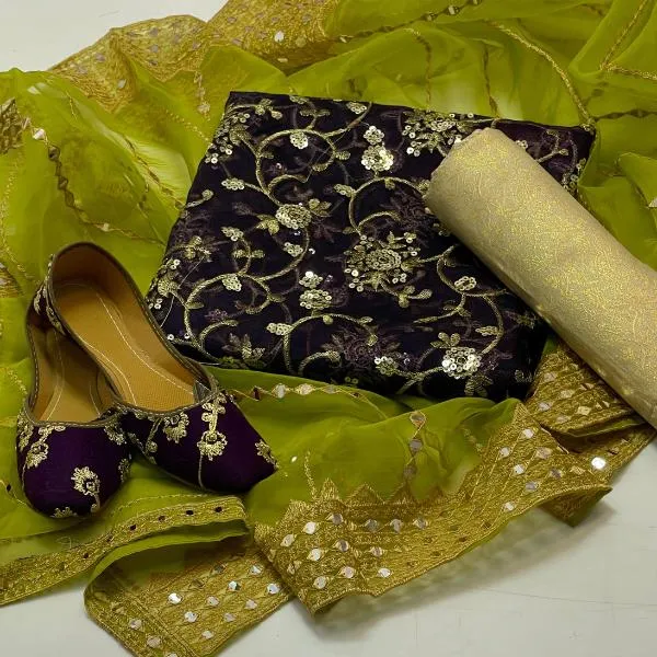 3 Pcs Women's Unstitched Embroidered Suit