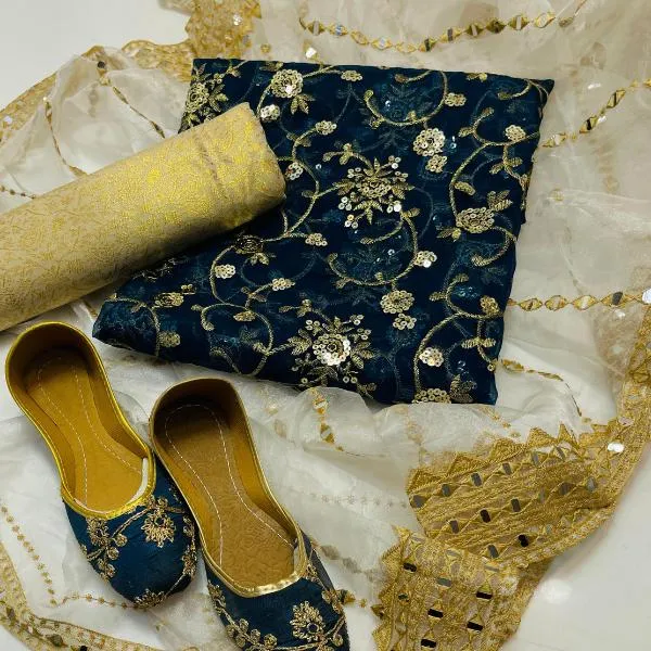 3 Pcs Women's Unstitched Embroidered Suit