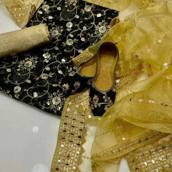 3 Pcs Women's Unstitched Embroidered Suit