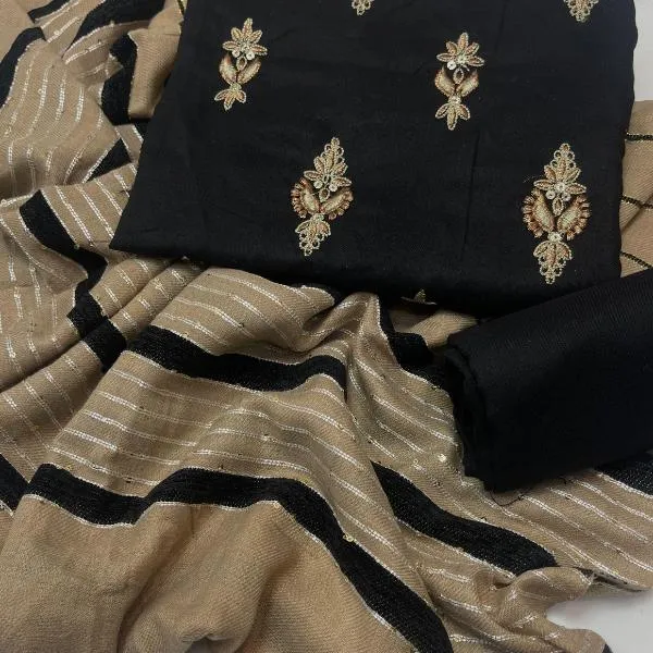 3 Pcs Women's Unstitched Embroidered Suit