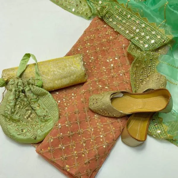 3 Pcs Women's Unstitched Embroidered Suit