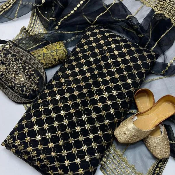 3 Pcs Women's Unstitched Embroidered Suit