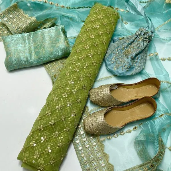 3 Pcs Women's Unstitched Embroidered Suit