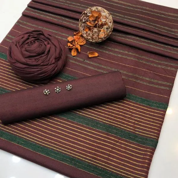 3 Pcs Women's Unstitched Plain Suit