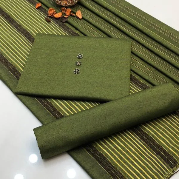 3 Pcs Women's Unstitched Plain Suit