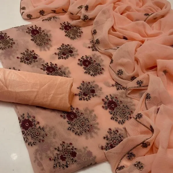 3 Pcs Women's Unstitched Embroidered Suit