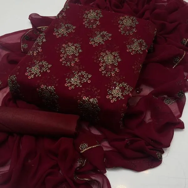 3 Pcs Women's Unstitched Embroidered Suit