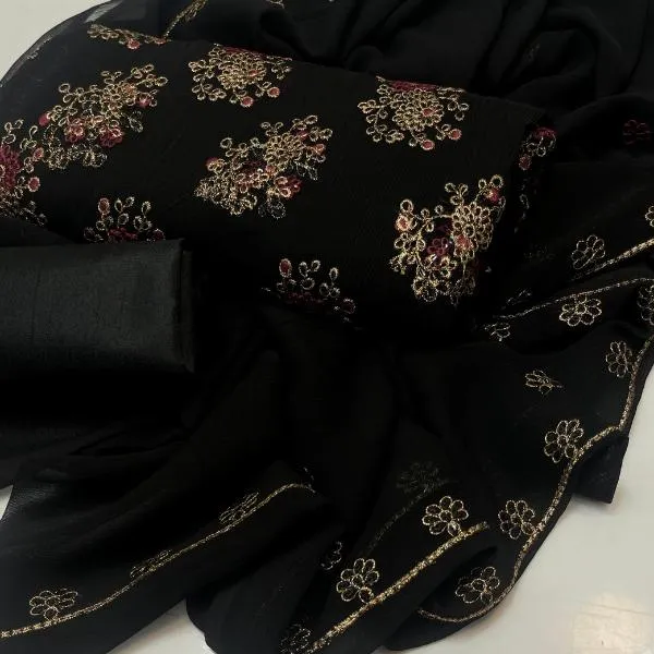 3 Pcs Women's Unstitched Embroidered Suit