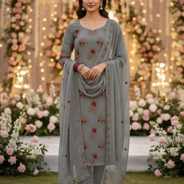 3 Pcs Women's Unstitched Embroidered Suit