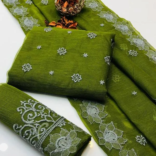 3 Pcs Women's Unstitched Embroidered Suit