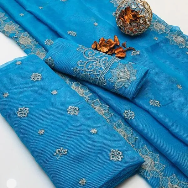 3 Pcs Women's Unstitched Embroidered Suit