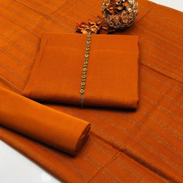 3 Pcs Women's Unstitched Plain Suit