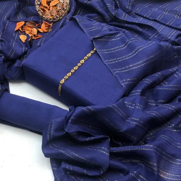 3 Pcs Women's Unstitched Plain Suit