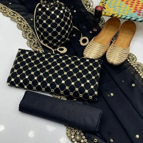 3 Pcs Women's Unstitched Embroidered Suit