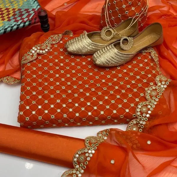 3 Pcs Women's Unstitched Embroidered Suit