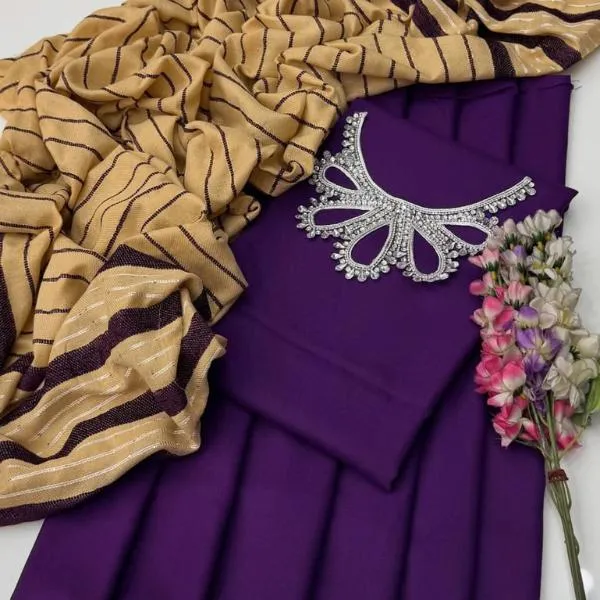 3 Pcs Women's Unstitched Embroidered Suit