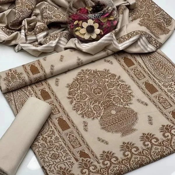 3 Pcs Women's Unstitched Embroidered Suit