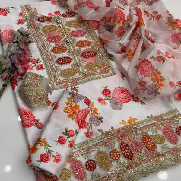 3 Pcs Women's Unstitched Digital Print Suit