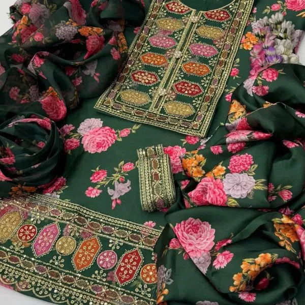 3 Pcs Women's Unstitched Digital Print Suit